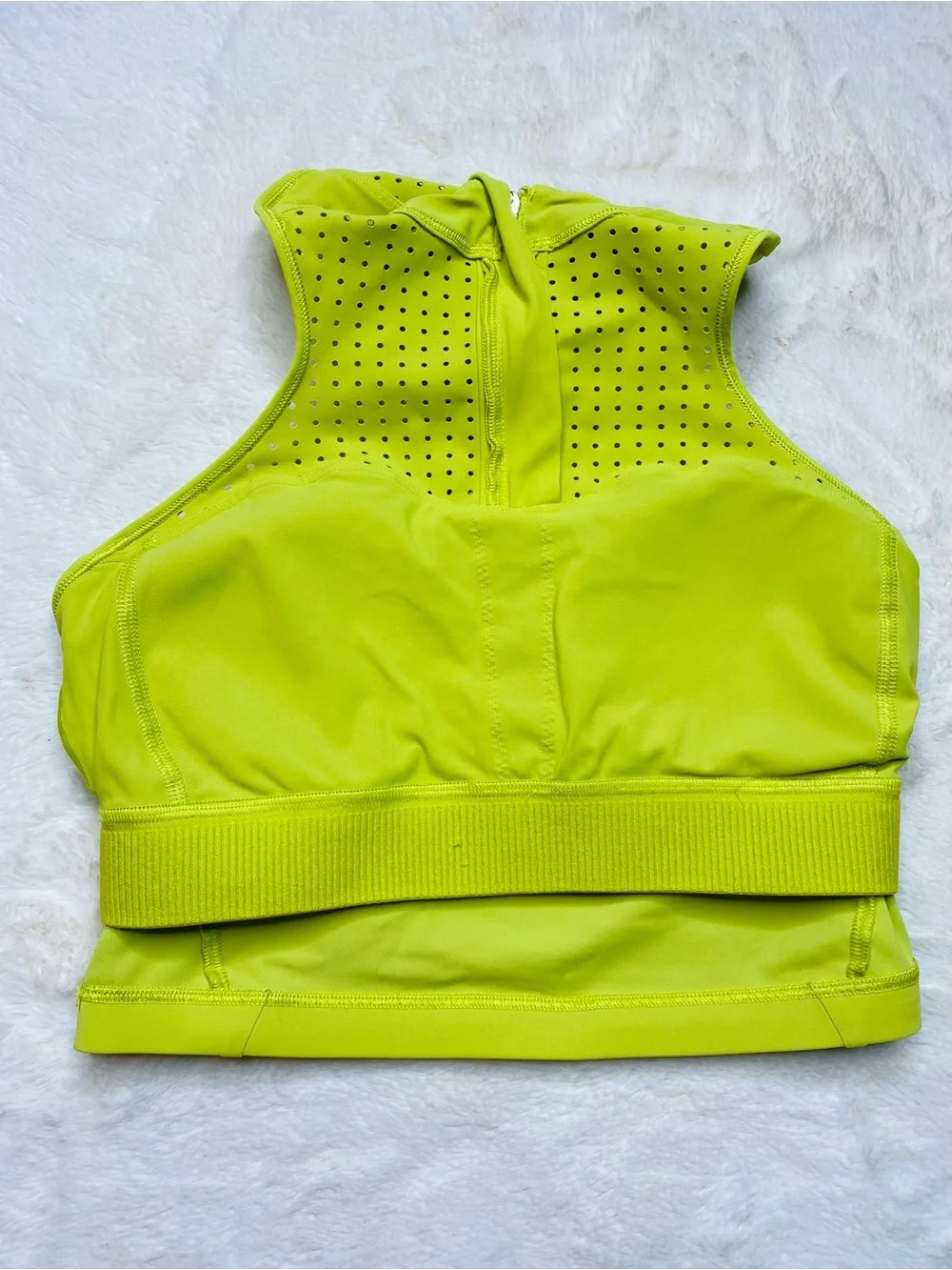 Lululemon Unleash Strength Bra Yellow Serpentine High Neck Zip Size 4